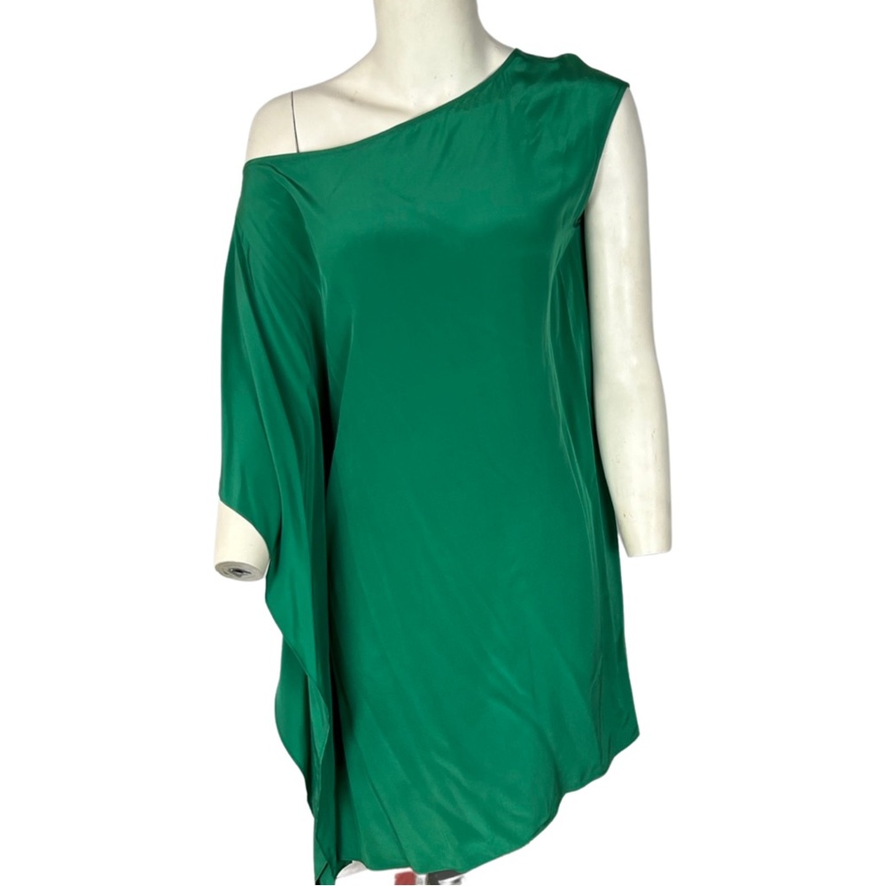 BCBGMaxazria silk dress emerald green gorgeous xxs
